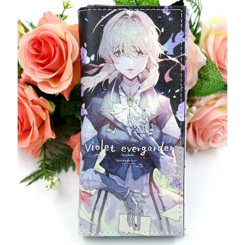 Colorful Anime Violet Evergarden Long Wallet Card Holder Purse with Internal Coin Pocket