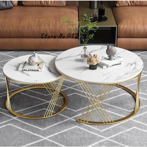 Nordic Rock Plate Round Tea Table Combination Simple Modern Net Red Marble Small Tea Table Light Luxury Child Mother Tea Table C