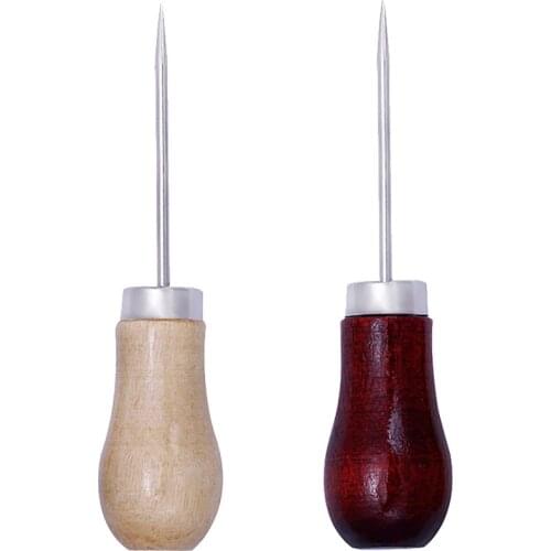 LMDZ 1 PCS Sharp Wood Handle Awl Positioning Drill Tools Leather Stitching DIY Tool Punching Wood Handle Awl Tools Leather Craf