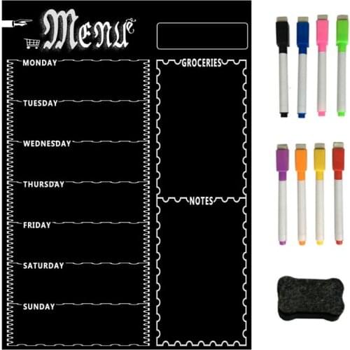 Magnetic Refrigerator Chalkboard,Weekly Menu, Meal Planner,Grocery Shopping List