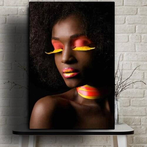 Fashion Nude African Woman Indian Canvas Prints Painting Black Girl Makeup Posters Scandinavian Wall Art Picture Home Decor