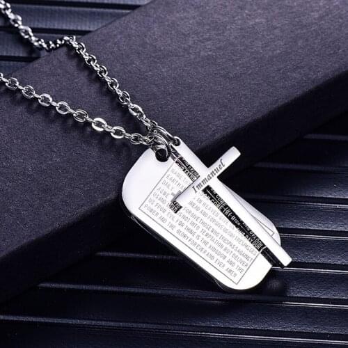 Man necklace Titanium Steel Jesus Cross Pendant Bible Necklace Fashion New Religious Jewelry on the neck
