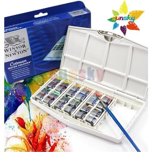 24 Colors Winsor & Newton Cotman Solid Watercolor Paints Set School art wupplies Water Colours Cake
