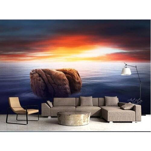 3d wallpaper custom photo mural Reef landscape at dusk by the sea background home decor living room wallpaper for walls 3 d