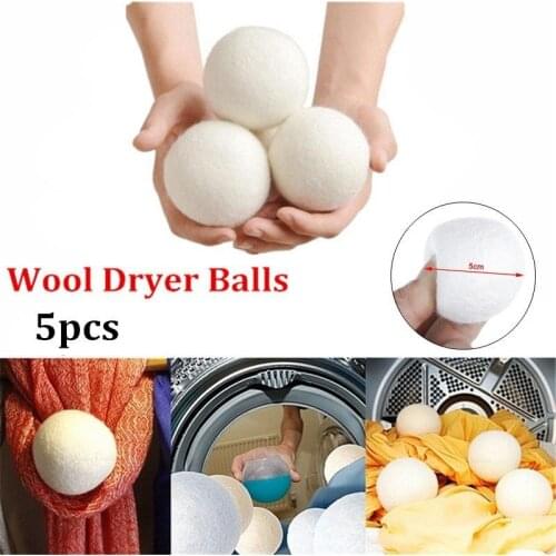Natural fabric virgin 5cm reusable softener laundry wool dryer balls 5pcs