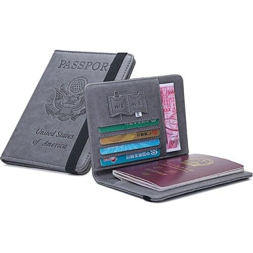 New passport holder, simple multi-function card ID holder, ultra-thin travel passport book Multi-Function ID Bank Card PU Leathe