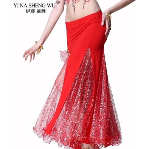 New Belly Dance Costume Skirt Women Shinny Sexy Bellydance Skirt India Split Wrap Performance Dress Stage Clothing Mermaid Skirt