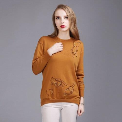 2018 Poncho Women Sweaters And Pullovers Spring New Pattern Animal Embroidery Pullover Knitting Long Fund Rendering Unlined