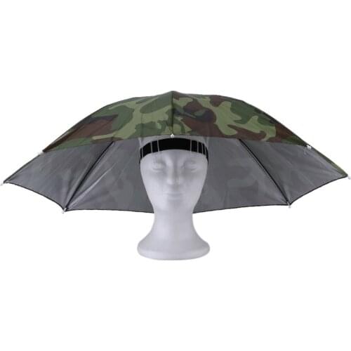 Portable Outdoor Sports 69cm Umbrella Hat Cap Folding Women Men Umbrella Fishing Hiking Golf Beach Headwear Handsfree Umbrella