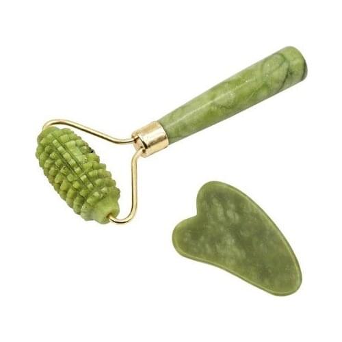 Facial Massage Roller Guasha Board Double Heads Natural Jade Stone Face Lift Body Skin Relaxation Slimming Beauty Neck Thin Lift
