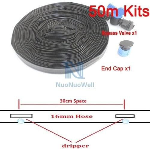 Agriculture Greenhouse Mulch Film Micro Drip Irrigation Tape 16*0.2mm Space 30cm Paster Type Water Efficient Irrigation Hose 50M