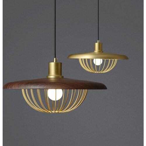 Modern LED Pendant Lights Wood Simple Hanging Lamps Cage Shape Light Fixture Restaurant Home Decoration Lights Kitchen Lighting