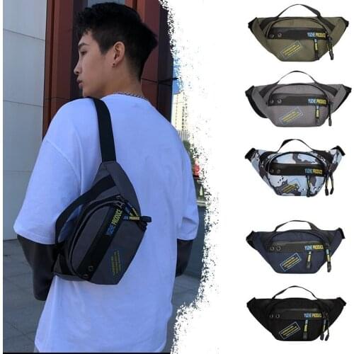 Sports Waist Bag Men Fashion Chest Bag Crossbody Pouch Nylon Multi-Function Travel Bags Outdoor Phone Pouch Male Hip Belt Pack