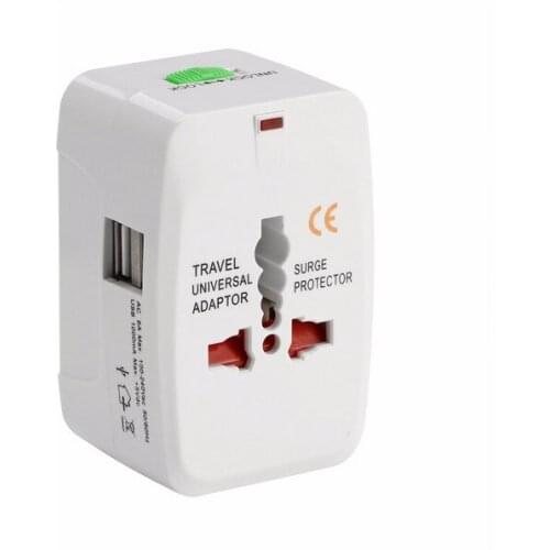 2 USB Power Socket Charging Port All in One Universal Worldwide Travel Wall Charger AC Power AU UK US EU Plug Adapter Adaptor