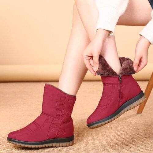 ZZPOHE Women boots winter shoes women plush warm non-slip waterproof snow boots Mother Plus Velvet Cotton Boots Plus size 35-43