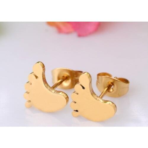 Foot Stainless Steel Stud Earring Gold Color Women Earring Never Fade 018