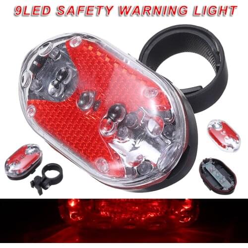 1PC Cycling Tail Lamp Bicycle Rear Light Super Bright 9 LED Tail Light Bike Safety Warning Lamp Seatpost Mounting Lamp