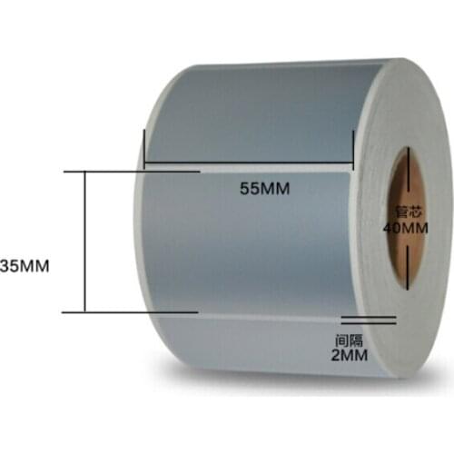 1000pcs 35x55mm blank matte silver PET stickers in roll for self-printing