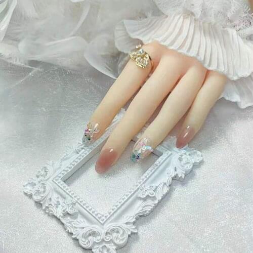 24pcs Colorful 3D Butterfly Fake Nails Glue Type Removable Coffin Long Paragraph Fashion Manicure Nail Supplies For Professional