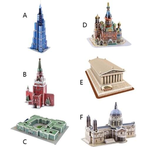 3D Word Famous Buildings Architecture Puzzle Jigsaw Model Educational DIY Toys 23GD