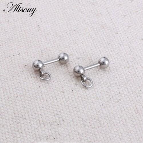 Alisouy 20pcs/lot stainless steel Ear Cartilage Tragus DIY Stud Earrings Dumbbell Barbell Ball Men Women Piercing Jewelry