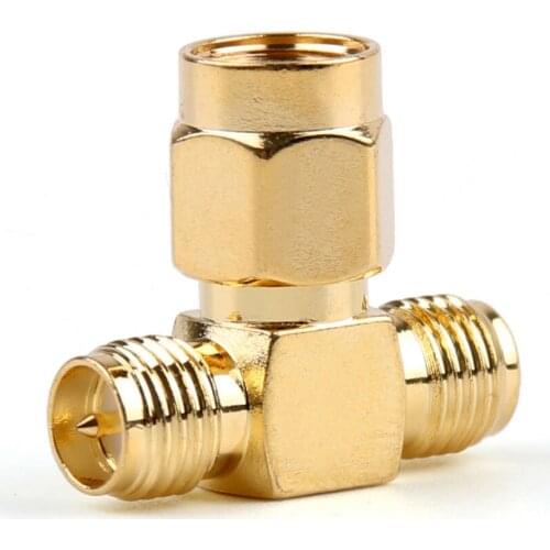 Areyourshop Adapter RP-SMA Jack Male To 2 RP-SMA Plug Female T RF Connector Triple 1M2F 50Ohm 1PCS Wholesale Connector