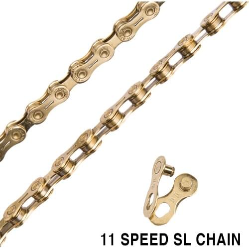 MTB Bicycle Chain 11 speed SL Golden 11v 11s Gold Semi-Hollw Chain MTB Mountain Road Bike High Quality Durable for Bicycle Parts
