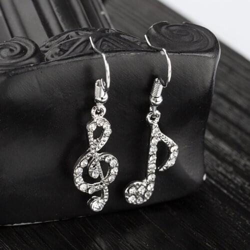 Zircon Musical Note Asymmetrical Earrings for Women Music Symbol Earrings Korean Fashion Trend Jewelry Gifts for Students New