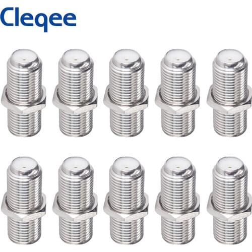 Cleqee 10PCS F Type Coupler Female to Female Adapter RG6 or RG59 SMA RF F K/K Jack Coaxial Coax Connector