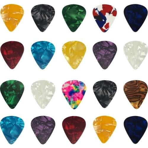 20 pcs Colorful Guitar Picks 0.46/0.71/0.96mm Thickness Celluloid Mediators Bass Guitar Accessories