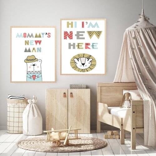 Kids Room Print Wall Art Motivational I Am New Hero Nursery Playroom I Typography Painting No Frame Pictures