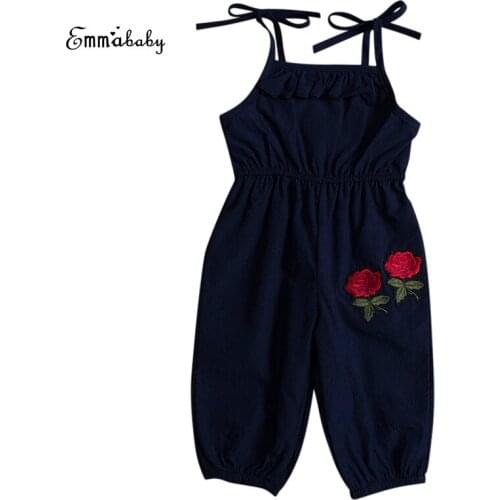 1-6Y Fashion Toddler Kids Baby Girls Summer Sleeveless Strap Romper Rose Flower Children Jumpsuit Sunsuit Clothes