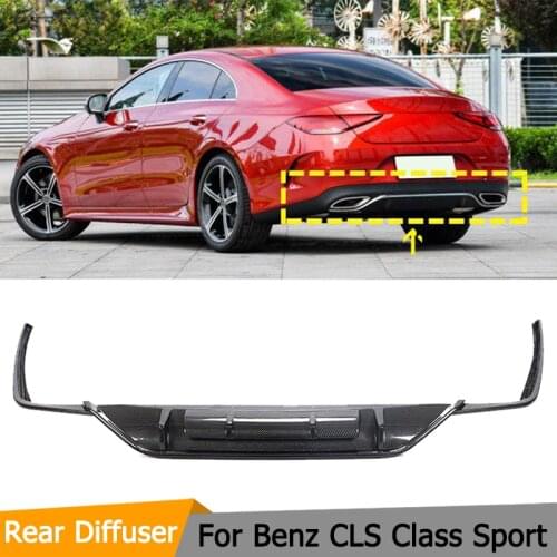 Car Rear Bumper Diffuser For Mercedes Benz CLS Class CLS400 CLS550 Sport Sedan 2018 2019 Carbon Fiber Rear Bumper Diffuser Lip
