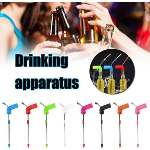 Beer Snorkel Double Beer Dispenser Party Games Drinking Tools Bar Dispenser Water Juice Snorkel Beer Beverage Straw with Brush