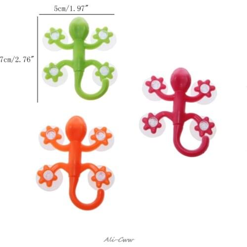 Gecko Powerful Plastic Four Suction Cups Hook Wall Hanger Decoration Bathroom