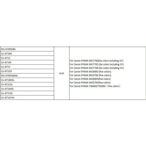 INK WAY 5X Compatible Inkjet Cartridge For Canon PGI-670 CLI-671 PIXMA MG5760/MG5765/MG5766 Printer Ink Cartridge