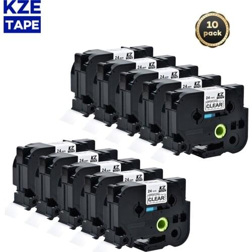 10pcs Kze 24mm 155 white on clear Laminated Label Tape Cassette Cartridge for Brother p-touch label printers Tze-155 tze 155