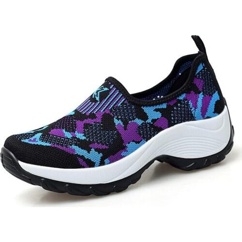 2020 Winter Women Flat Platform Shoes Women Breathable Mesh Casual Sneakers Shoes Ladies Slip On Sneakers Shoes