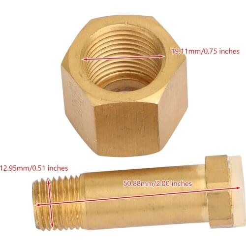 Artudatech Brass Nut & Nipple w/ Washer Fittings 1/4" NPT x G 1/2" For Reducing Regulator