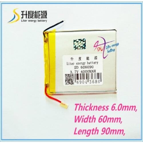 Liter energy battery SD Best quality lithium polymer battery 606090 3.7v with 4000mah polymer lithium ion battery