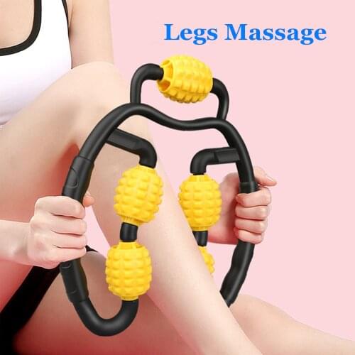 360° Massager Body Muscle Relaxation Roller Ring Clamp Leg Massage Stick Yoga Shaping 5 Wheels Neck Pain Relief Device
