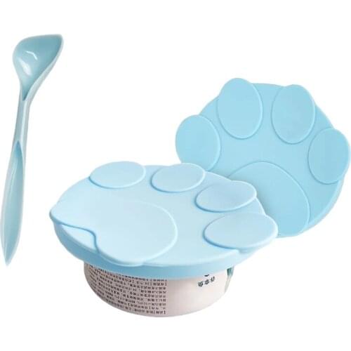 3 In 1 Reusable Pet Food Can Cover Silicone Dogs Cats Storage Tin Cap Lid Seal Cover Pet Supplies Cat Paw Shape