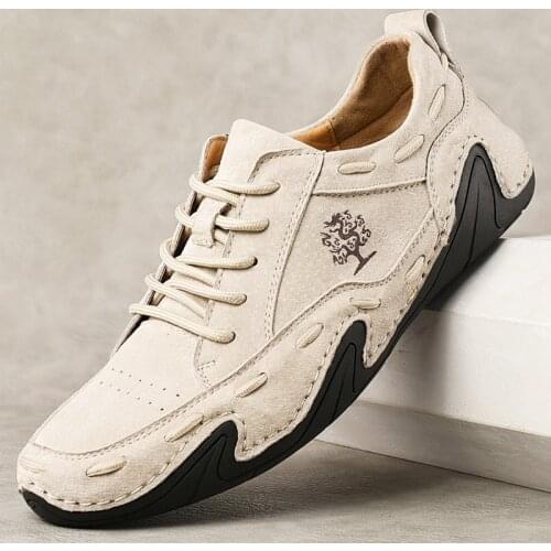 Men Casual Shoes Leather Fashion Men Sneakers Handmade Breathable Mens Loafers Moccasins Luxury Brand Boat Shoes Plus Size 38-48