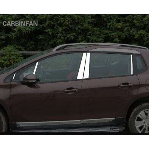 Stainless Steel Silver B Pillar Posts protector Stickers Window Trim Sticker for Peugeot 2008 2014 Accessories Car Styling C682
