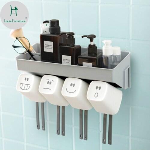 Louis Suction Wall Type European Toothbrush Cup Holder Rack No Hole Toilet Hanging Mouthwash Suit