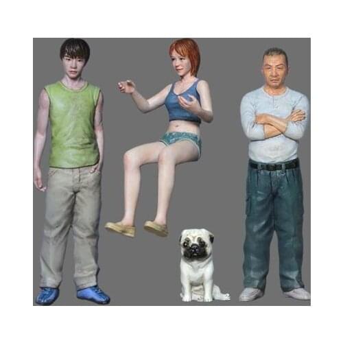 Unpainted Kit 1/32 Truck Driver Set (2 male +1 female +1 dog) 54mm figure Historical Figure Resin Kit