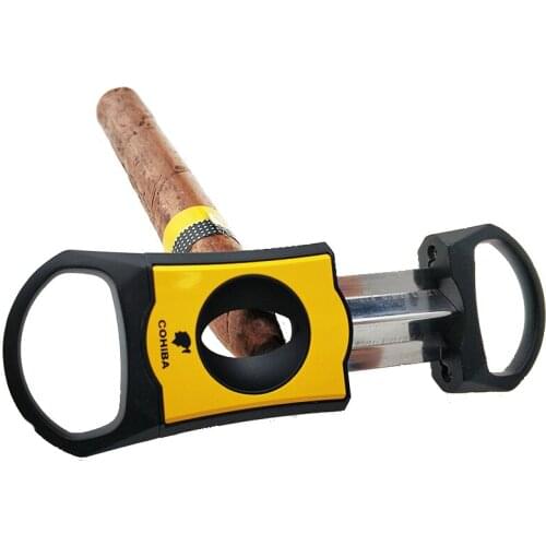 COHIBA Double Blades Cutter Cigar Cutter Pocket Classic Cigar Guillotine Stainless Steel Scissors Shears Household Accessories