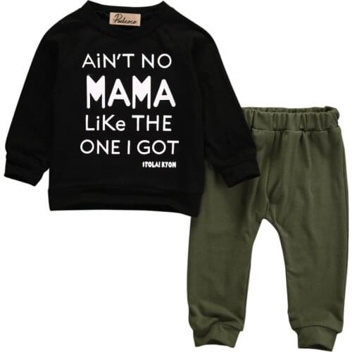 Newborn Toddler Infant Kid Baby Boys Clothes Long Sleeve Mama Sweatshirt Top +Pants 2pcs Outfits Kids Clothing Set