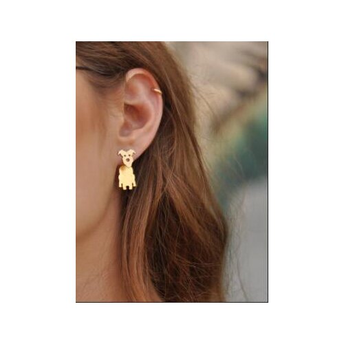 Wholesale Schnauzer Earrings ,Dog Ear Earring , Front Back Earring , Miniature Schnauzer Jewelry ,Gold Dog Earring , 12pairs/lot