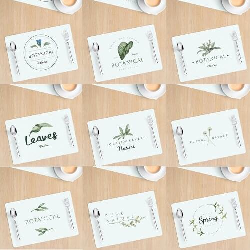 Leather Coaster Placematt Waterproof And Oil Green Plant Creative Heat-Resistant Household Character Table Mat Pure And Fresh